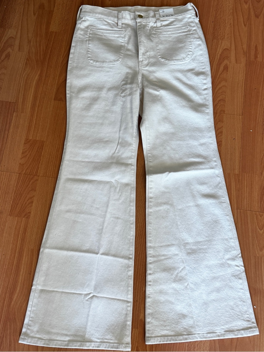 J. Crew Ivory White Flare Jeans NYT